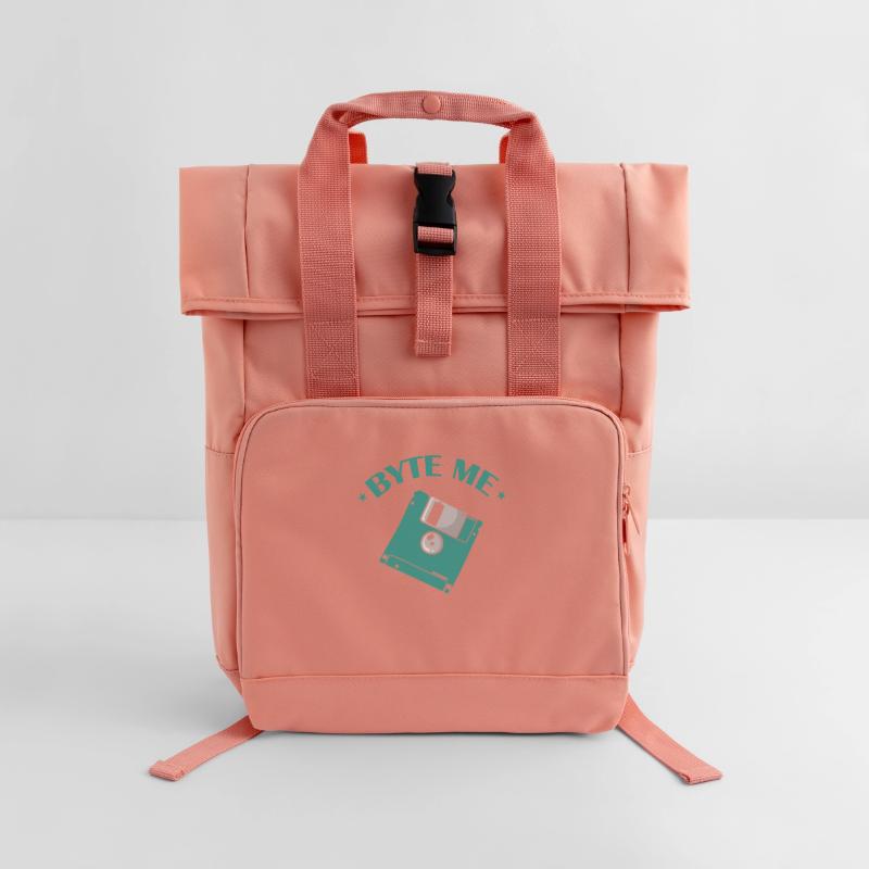 Byte me Diskette Floppy Disk Retrospeichermodul Rolltop Rucksack mit zwei Griffen