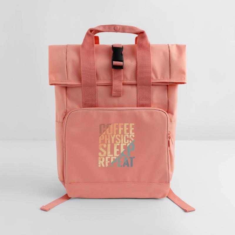 Coffee Physics Sleep Repeat Study Roll Top Backpack with Two Handles
