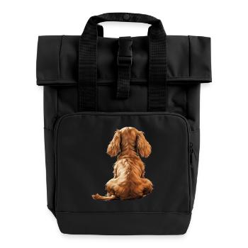 Cocker Spaniel - Roll Top Backpack with Two Handles - black - Front