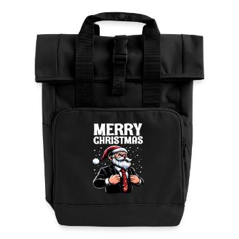 Merry Christmas Chef Imp Christmas Gnome - Roll Top Backpack with Two Handles - black - Front