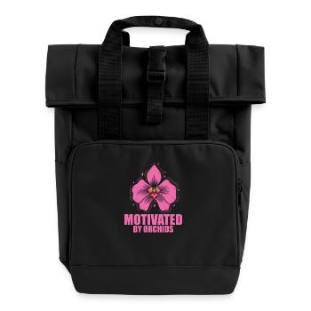 Motivé par les orchidées Plante Jardin de fleurs - Sac à dos Roll Top à deux anses - noir - Devant