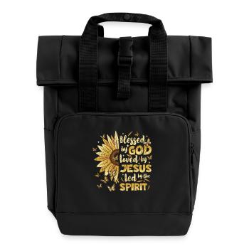 Jesus Christus Gott Sonnenblume Durch Gott Liebe - Rolltop Rucksack mit zwei Griffen - Schwarz - Vorne