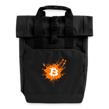 Bitcoin Crypto Cryptocurrency Splash - Rolltop Rucksack mit zwei Griffen - Schwarz - Vorne