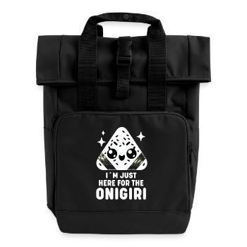 Entzückende Kawaii Onigiri Japanische Reisbällchen - Rolltop Rucksack mit zwei Griffen - Schwarz - Vorne