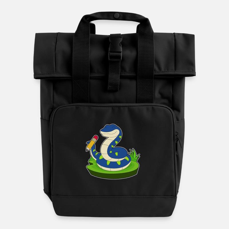 École de crayon Snake Student - Sac à dos Roll Top à deux anses - noir