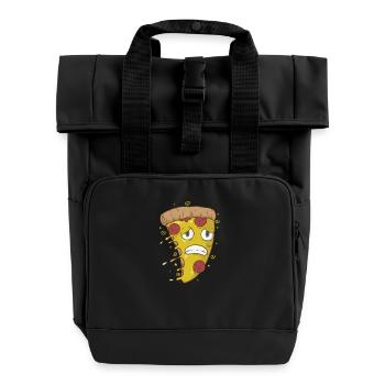 Pizza, salami and cheese is afraid - Roll Top Backpack with Two Handles - black - Front