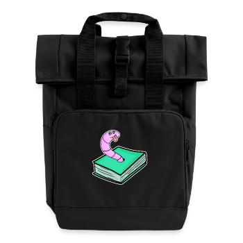 Buch Wurm - Rolltop Rucksack mit zwei Griffen - Schwarz - Vorne