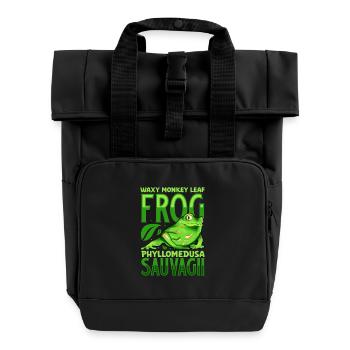 Green Maki Frog - Roll Top Backpack with Two Handles - black - Front