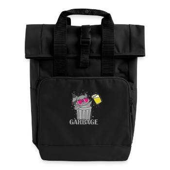 Garbage Raccoon Nocturnal - Roll Top Backpack with Two Handles - black - Front
