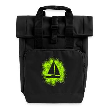 Sailing Yacht Sailboat Sailing Ship - Roll Top Backpack with Two Handles - black - Front
