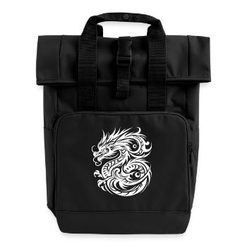 Dragon Tribal Tattoo Künstlerische Design-Inspiration - Rolltop Rucksack mit zwei Griffen - Schwarz - Vorne