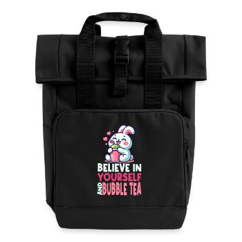 Kawaii Rabbit Bubble Tea Glaube an dich selbst - Rolltop Rucksack mit zwei Griffen - Schwarz - Vorne
