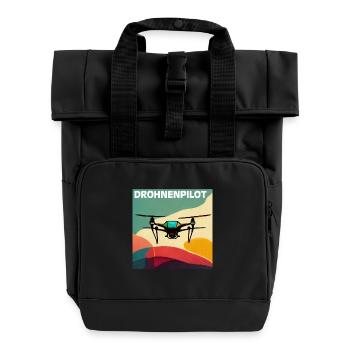 Drohnenpilot Retro-Poster - Rolltop Rucksack mit zwei Griffen - Schwarz - Vorne