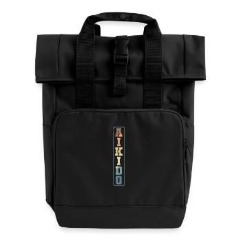 Aikido elegante Kampfkunst Training - Rolltop Rucksack mit zwei Griffen - Schwarz - Vorne