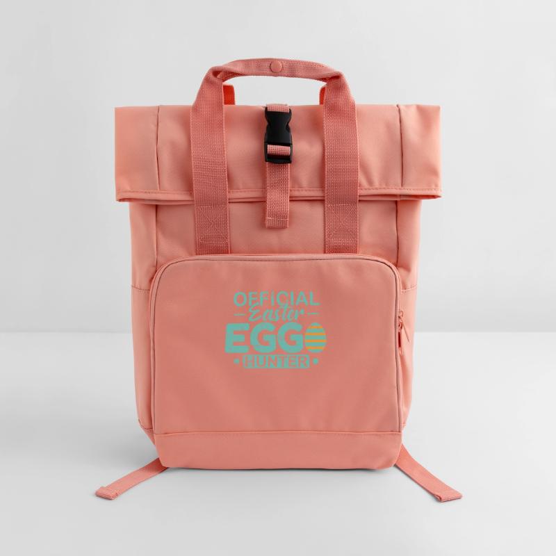 Official Easter Egg Hunter Easter Bunny Roll Top Backpack with Two Handles