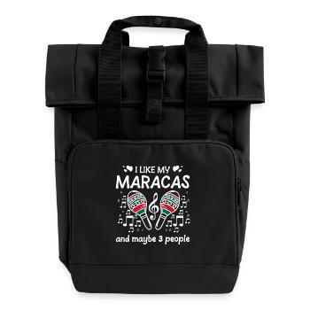 I like my maracas and maybe 3 people - Roll Top Backpack with Two Handles - black - Front