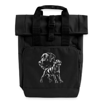 Cute Labrador as a cool portrait in drawing style - Roll Top Backpack with Two Handles - black - Front