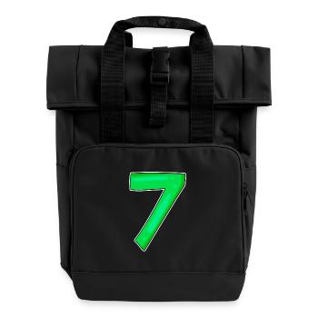 7 Nummer Zahl Grün - Rolltop Rucksack mit zwei Griffen - Schwarz - Vorne