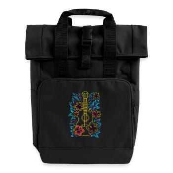 Hawaii Music Retro Look - Roll Top Backpack with Two Handles - black - Front