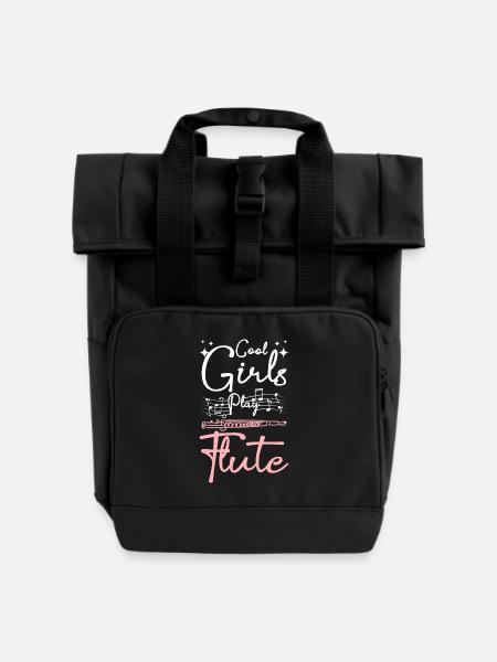 Cool girls play flute - Rolltop Rucksack mit zwei Griffen - Schwarz