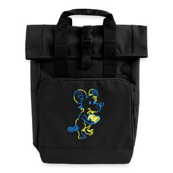 Mouse Rodent Pets Cheese Animal Lover - Roll Top Backpack with Two Handles - black - Front