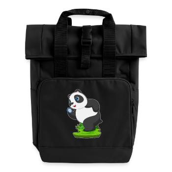 Panda Jogger Joggen Sport - Rolltop Rucksack mit zwei Griffen - Schwarz - Vorne