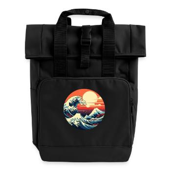 Große Welle La Grande Vague Kanagawa - Sac à dos Roll Top à deux anses - noir - Devant