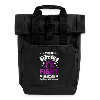 These sisters fight together, epilepsy awareness - Roll Top Backpack with Two Handles - black - Front