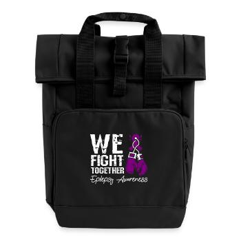 We fight together, epilepsy awareness - Roll Top Backpack with Two Handles - black - Front