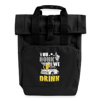 You honk we drink, funny drinking tailgate - Rolltop Rucksack mit zwei Griffen - Schwarz - Vorne