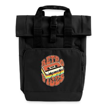 Retro Vibes Cassette Nostalgie - Sac à dos Roll Top à deux anses - noir - Devant