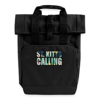 St. Kitts Calling Tropical Vibes Souvenir - Roll Top Backpack with Two Handles - black - Front