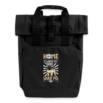 Zuhause - Shar-Pei - Rolltop Rucksack mit zwei Griffen - Schwarz - Vorne