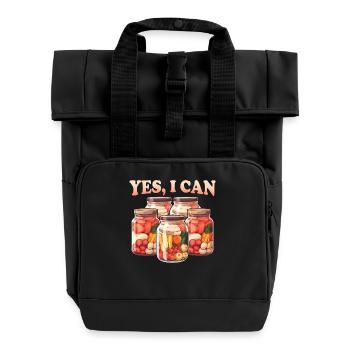 Yes, I Can - Begrüßen Sie das Einkochen und Konservieren zu Hause - Rolltop Rucksack mit zwei Griffen - Schwarz - Vorne
