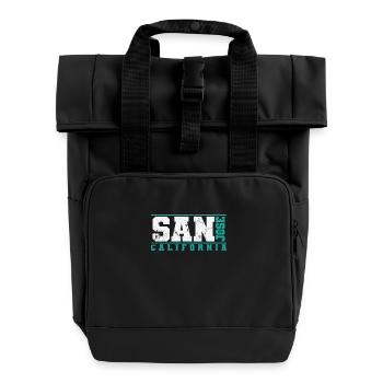 San Jose California city in the USA - Roll Top Backpack with Two Handles - black - Front