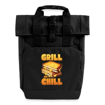 Sandwich Käse Grillkäse Brot - Rolltop Rucksack mit zwei Griffen - Schwarz - Vorne