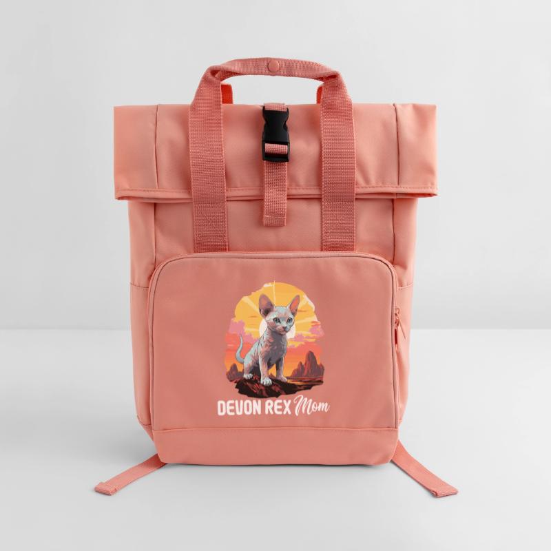 Devon Rex Kitten Devon Rex Cat Roll Top Backpack with Two Handles