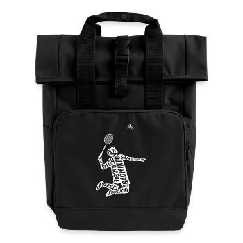Badminton Badmintonspieler - Rolltop Rucksack mit zwei Griffen - Schwarz - Vorne