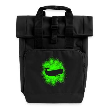 Sperm Whale Ocean Protector - Roll Top Backpack with Two Handles - black - Front