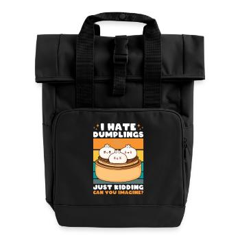I Hate Dumplings Just Kidding Vorstellung - Rolltop Rucksack mit zwei Griffen - Schwarz - Vorne