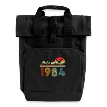 Vinatge 1984 Geburtstagsgeschenk - Rolltop Rucksack mit zwei Griffen - Schwarz - Vorne