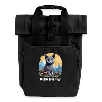 Chat bleu russe Russisch Blau Katze - Sac à dos Roll Top à deux anses - noir - Devant