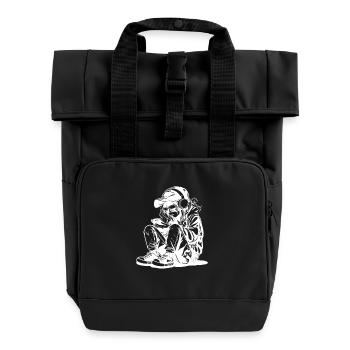 Video Game Lover Drawing - Roll Top Backpack with Two Handles - black - Front