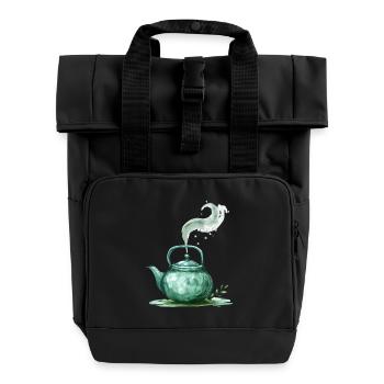 Grüne Teekanne Mit Magischem Dampf - Rolltop Rucksack mit zwei Griffen - Schwarz - Vorne