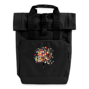 Bunter Fruchtbaum Im Zauberhaften Licht - Rolltop Rucksack mit zwei Griffen - Schwarz - Vorne
