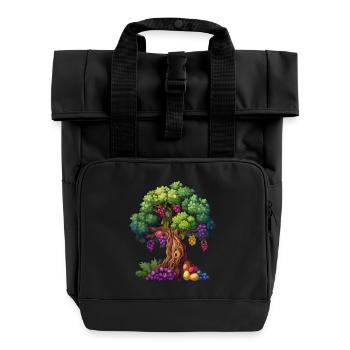 Bunter Baum Mit Trauben Und Blättern - Rolltop Rucksack mit zwei Griffen - Schwarz - Vorne