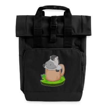 Pferd Becher - Rolltop Rucksack mit zwei Griffen - Schwarz - Vorne