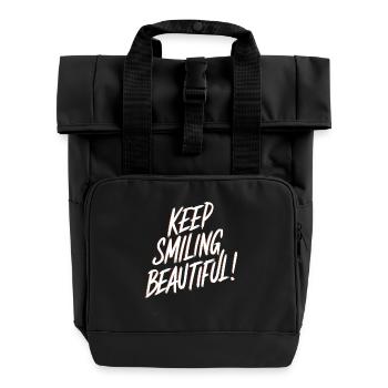 Gardez le sourire belle affirmation positive - Sac à dos Roll Top à deux anses - noir - Devant