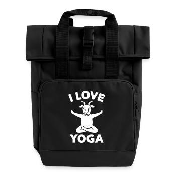 Goat Yoga Love & Relaxation Motif - Roll Top Backpack with Two Handles - black - Front