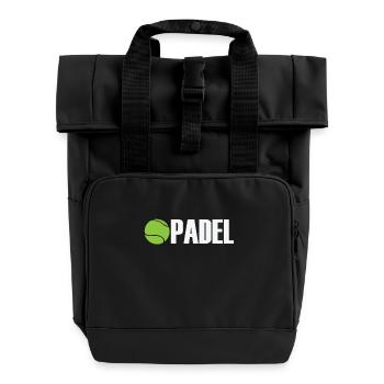 Padel Tennis Sports and Ball - Roll Top Backpack with Two Handles - black - Front